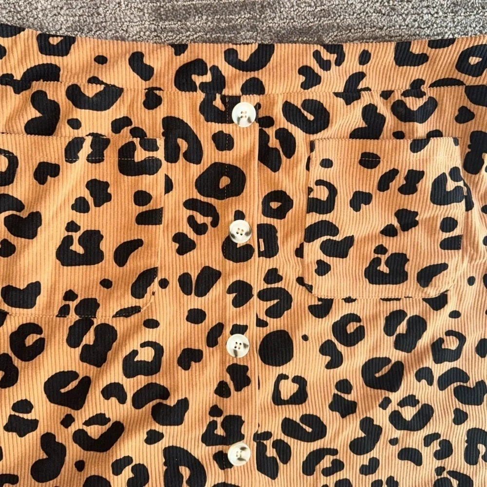SHEIN MINI CORD LEOPARD CHEETAH SKIRT NWOT 1X ANIMAL PRINT CURVE ELASTIC WAIST